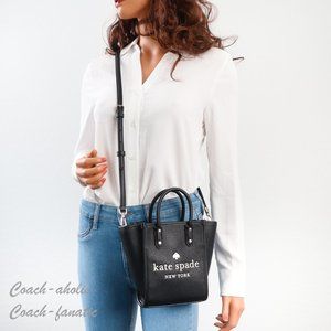 NWT Kate Spade New York Ella Mini Leather Tote Crossbody in Black